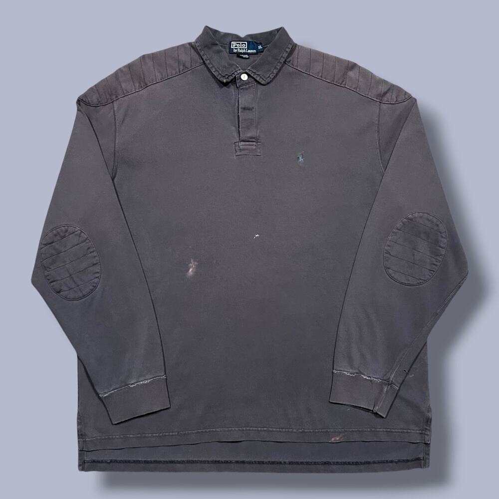 Vintage Polo Ralph Lauren Rugby Shirt Sun Faded Distressed Long Sleeve Large